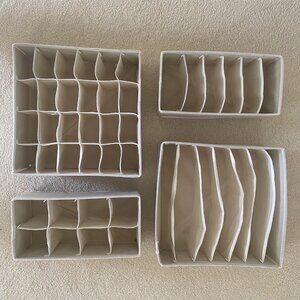 LIKE NEW! Qozary Beige Cloth Foldable Storage Boxes (SET OF FOUR ASSORTMENT!)